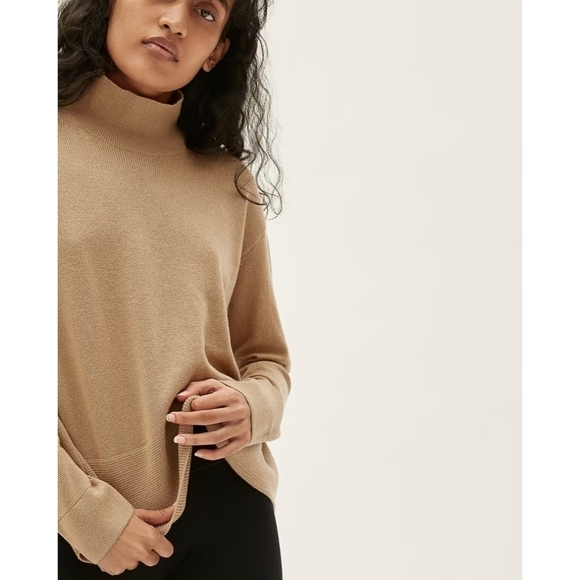 Everlane Sweater Women XS Brown Cashmere Square Turtleneck Camel Tawny T… - Picture 12 of 12